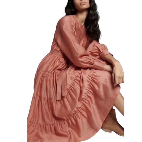 Mare Mare x Anthropologie Terracotta Dress Women’s XS Maxi Long Sleeve Boho - - Picture 3 of 4